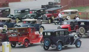 Model A Fords in the parking lot in Colorado